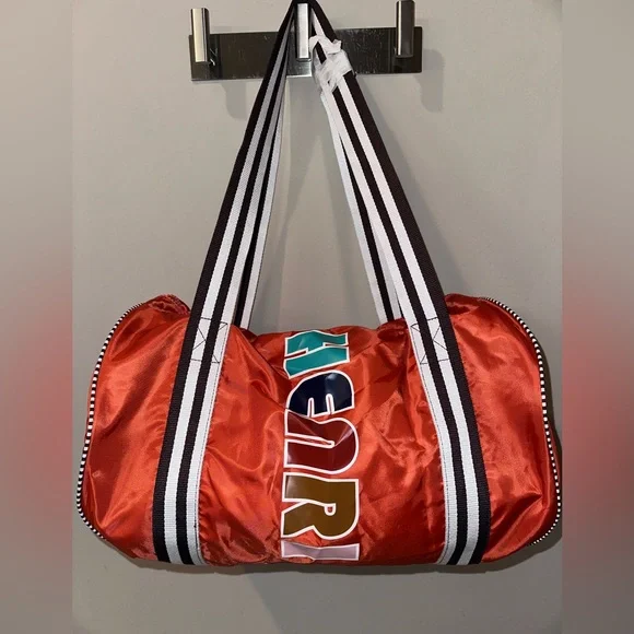 Henri Bendel Colorblock Logo Nylon Barrel Duffel – NWOT! 🧡 Collector item! - Picture 4 of 13
